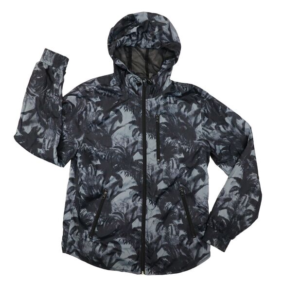 Slate & Stone Windbreaker Tropical PrJacket Men's size Medium Black Full Zip - Picture 1 of 12